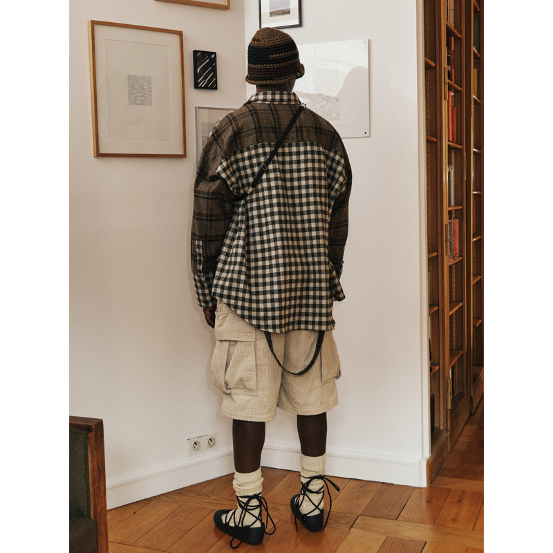 PATCHWORK CHECK TOTE BAG SHIRT