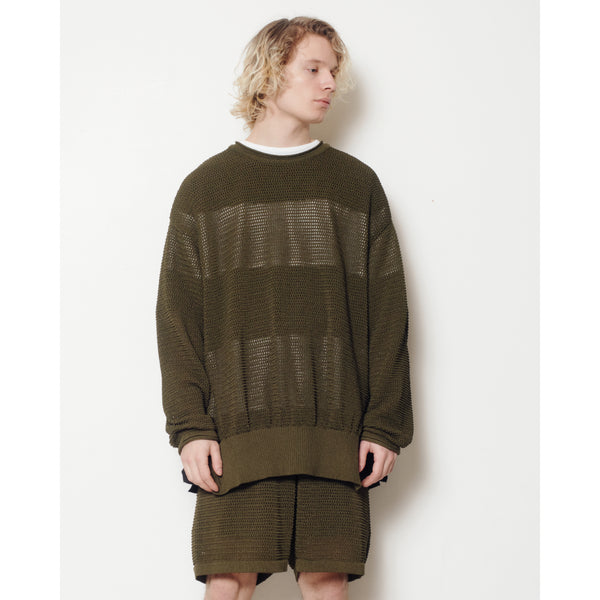 WATER PROOF MESH CREW NECK KNIT