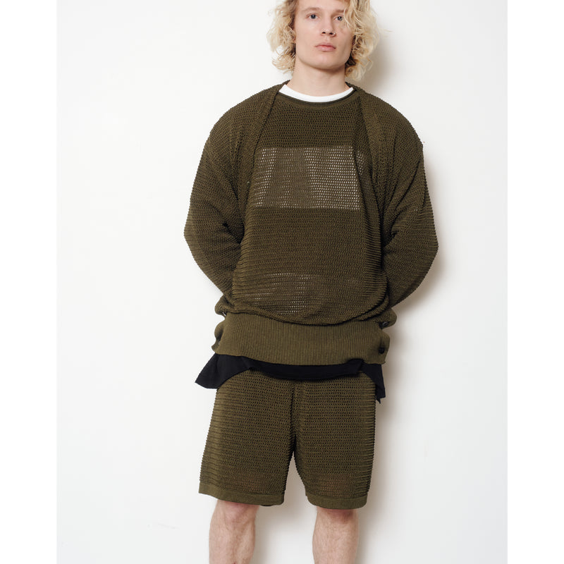 WATER PROOF MESH CREW NECK KNIT